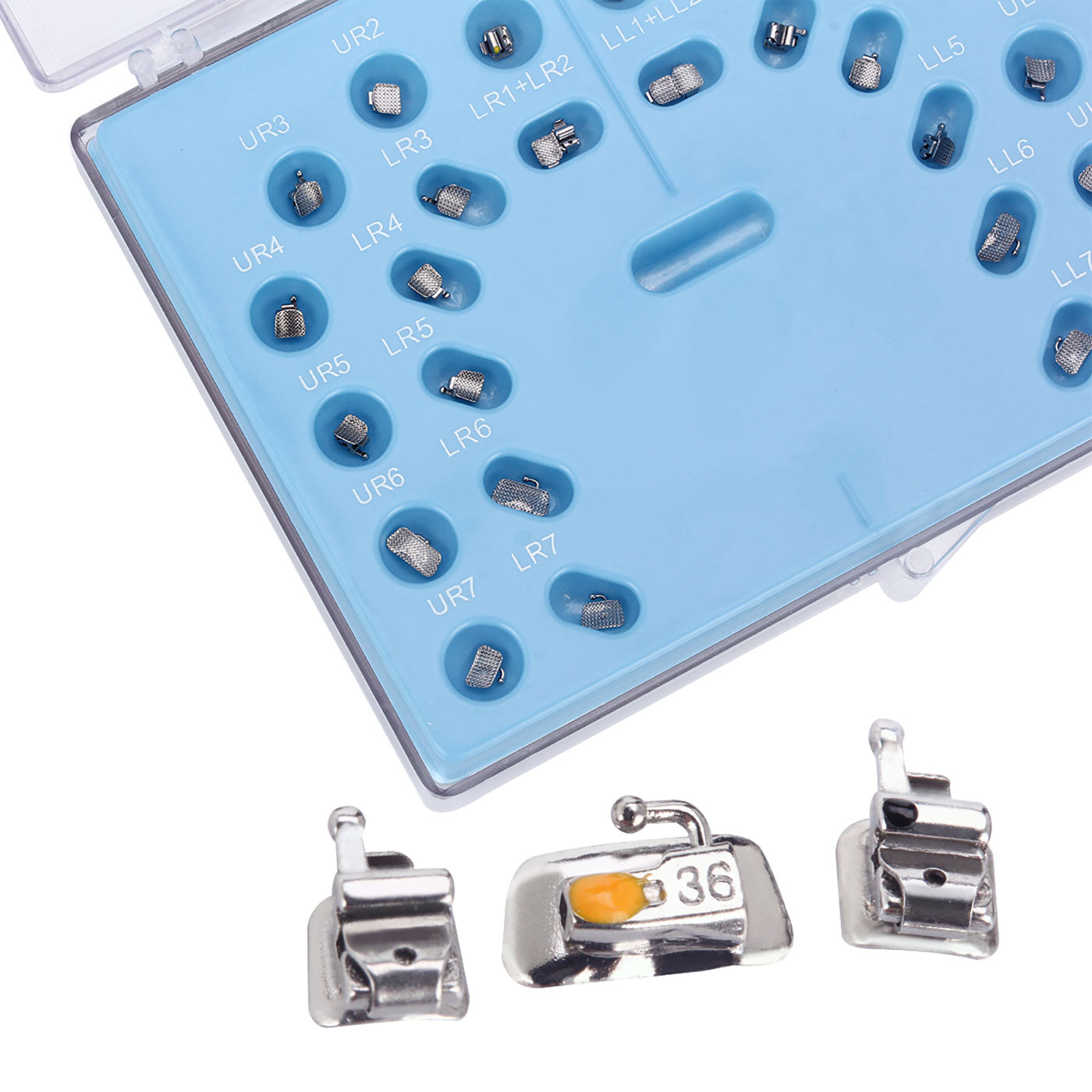 Самолигирующие брекеты AZDENT Dental Metal Mini Roth .022 с крючками на 345 с щечной трубкой 28 шт./комплект