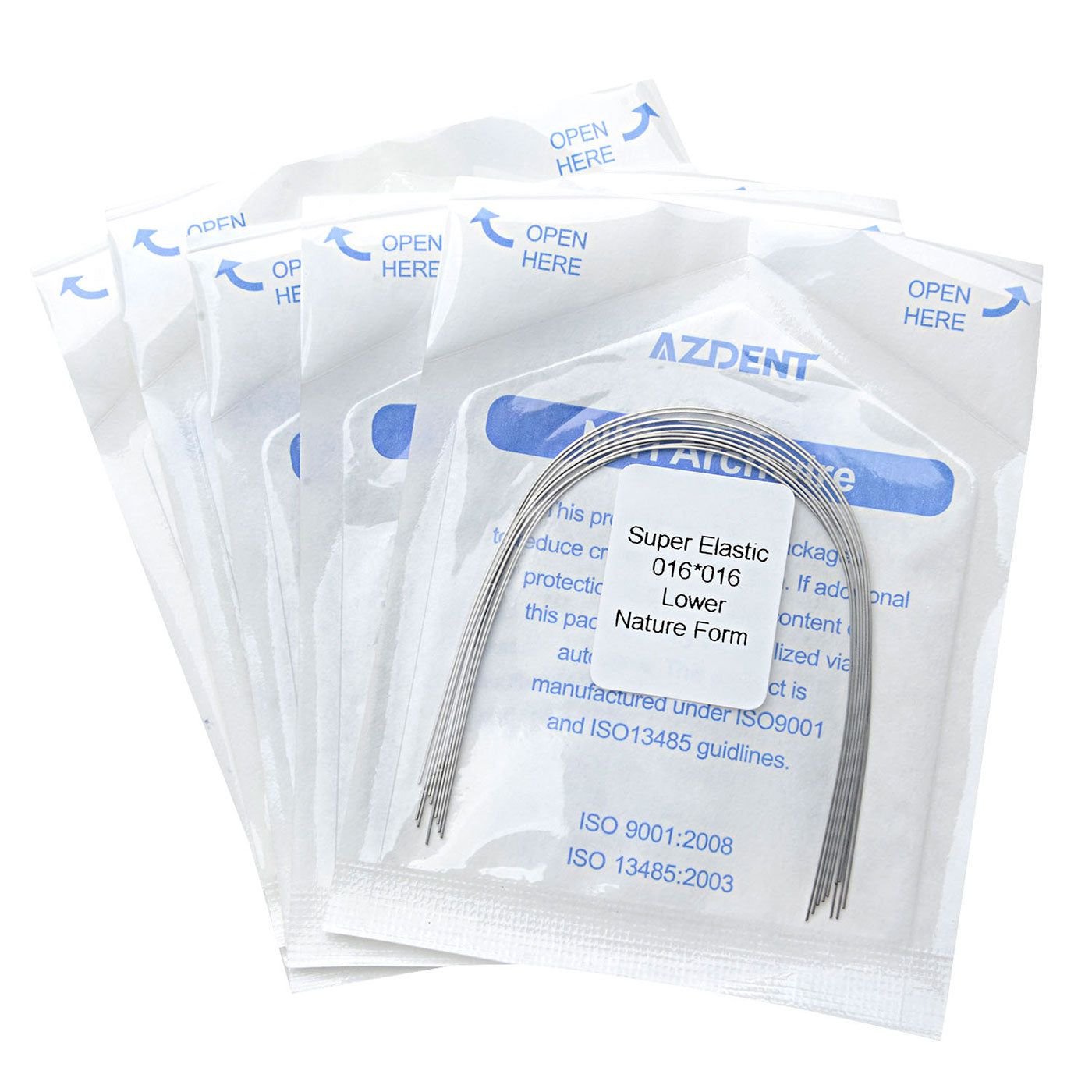 AZDENT Arco de Niti Super Elástico Natural Rectangular Tamaño Completo 10 piezas/Paquete