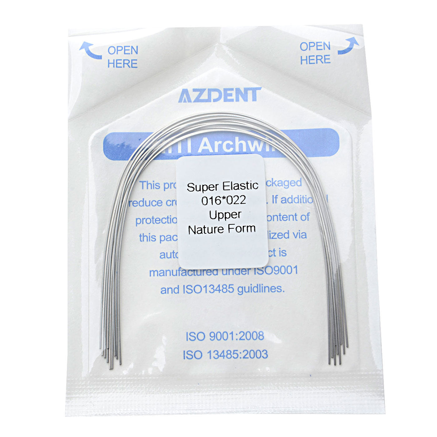 AZDENT Arco de Niti Super Elástico Natural Rectangular Tamaño Completo 10 piezas/Paquete