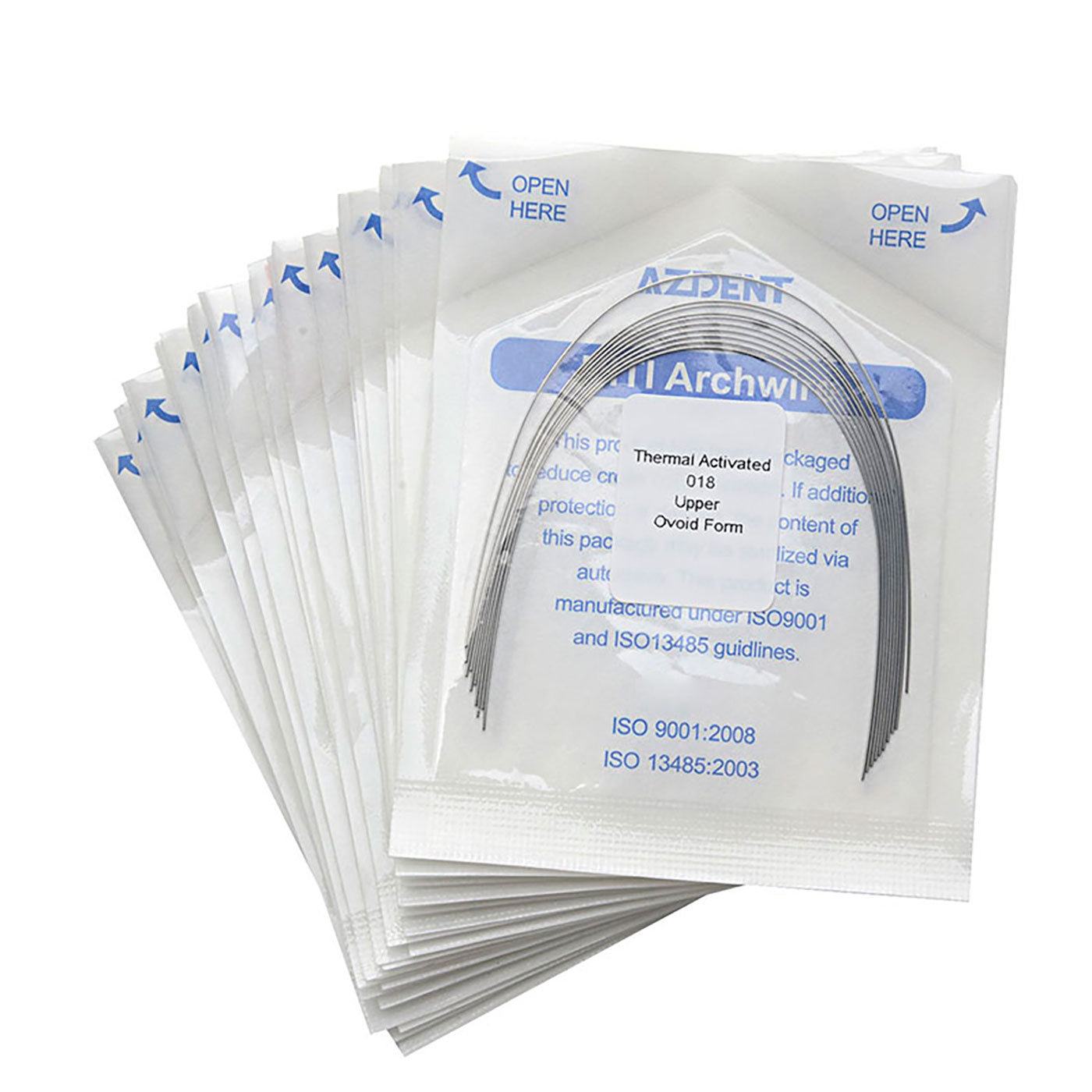 AZDENT Thermal Active NiTi Arch Wire Ovoid Form Round 0.018 Upper 10pcs/Pack
