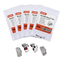 Tubo bucal AZDENT para primer molar, no convertible, MBT 0.022, marcado láser, cuadrantes surtidos (UR, UL, LL y LR), 4 unidades por bolsa