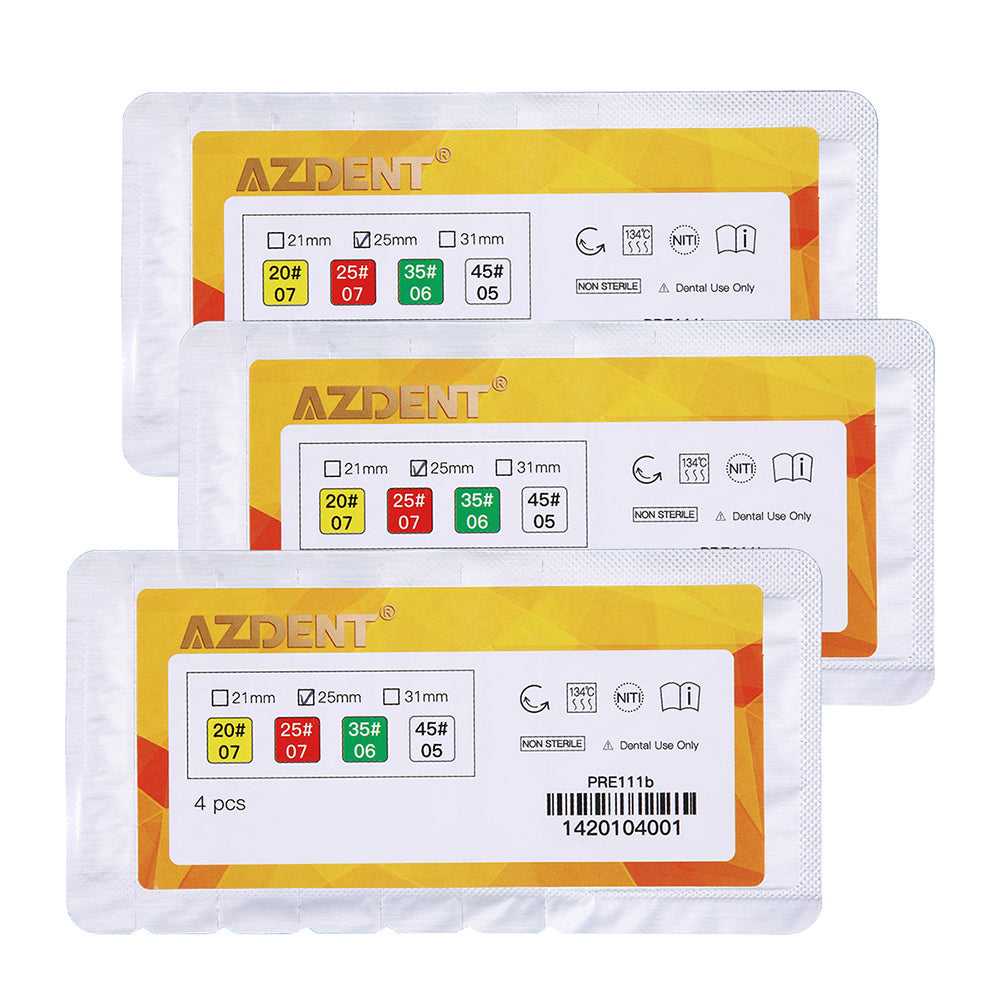 AZDENT Dental Niti Rotary Engine Files Reciprocating Root Canal 25mm 4Pcs/Pack