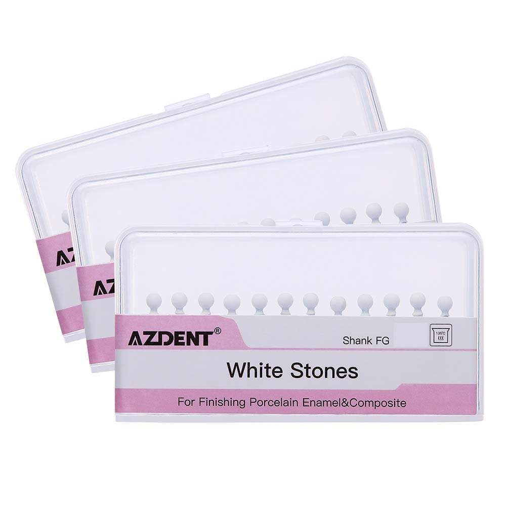 AZDENT Dental Polishing FG Burs Round Shape White Stone 12pcs/Kit