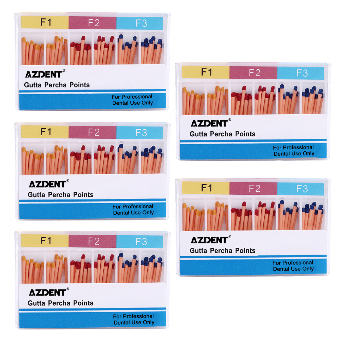 AZDENT Gutta Percha Points F Series Assorted F1, F2, F3 60pcs/Box