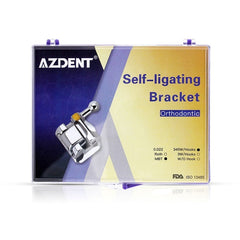 AZDENT Dental Self-Ligating Brackets Passive Roth/MBT .022 Hooks On 345 With Buccal Tube 28pcs/Box