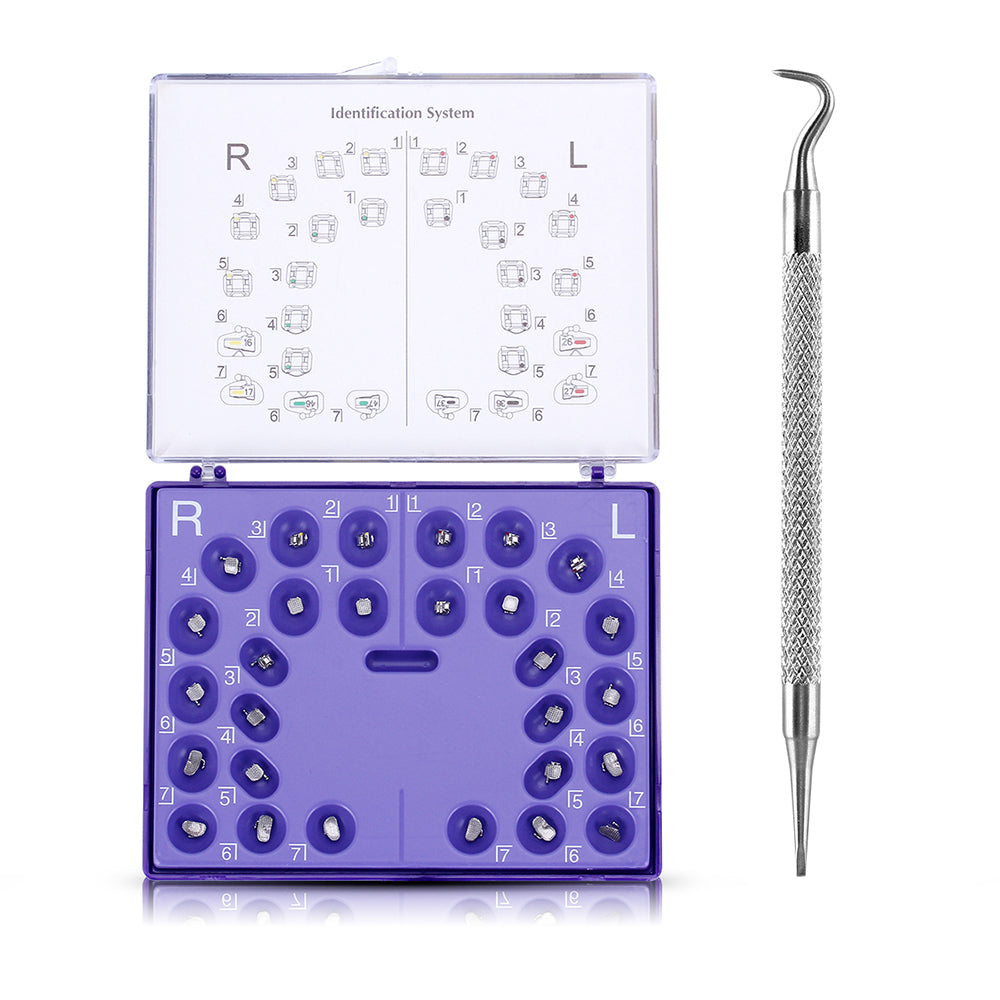 AZDENT Dental Self-Ligating Brackets Passive Roth/MBT .022 Hooks On 345 With Buccal Tube 28pcs/Box