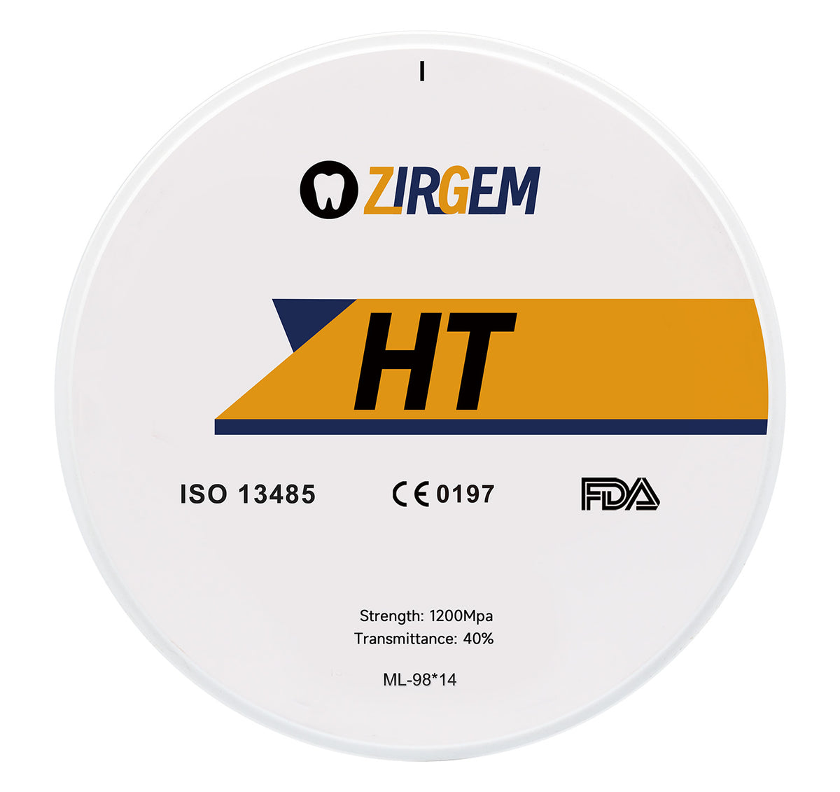 HT White Zirconia Block Open System 98mm